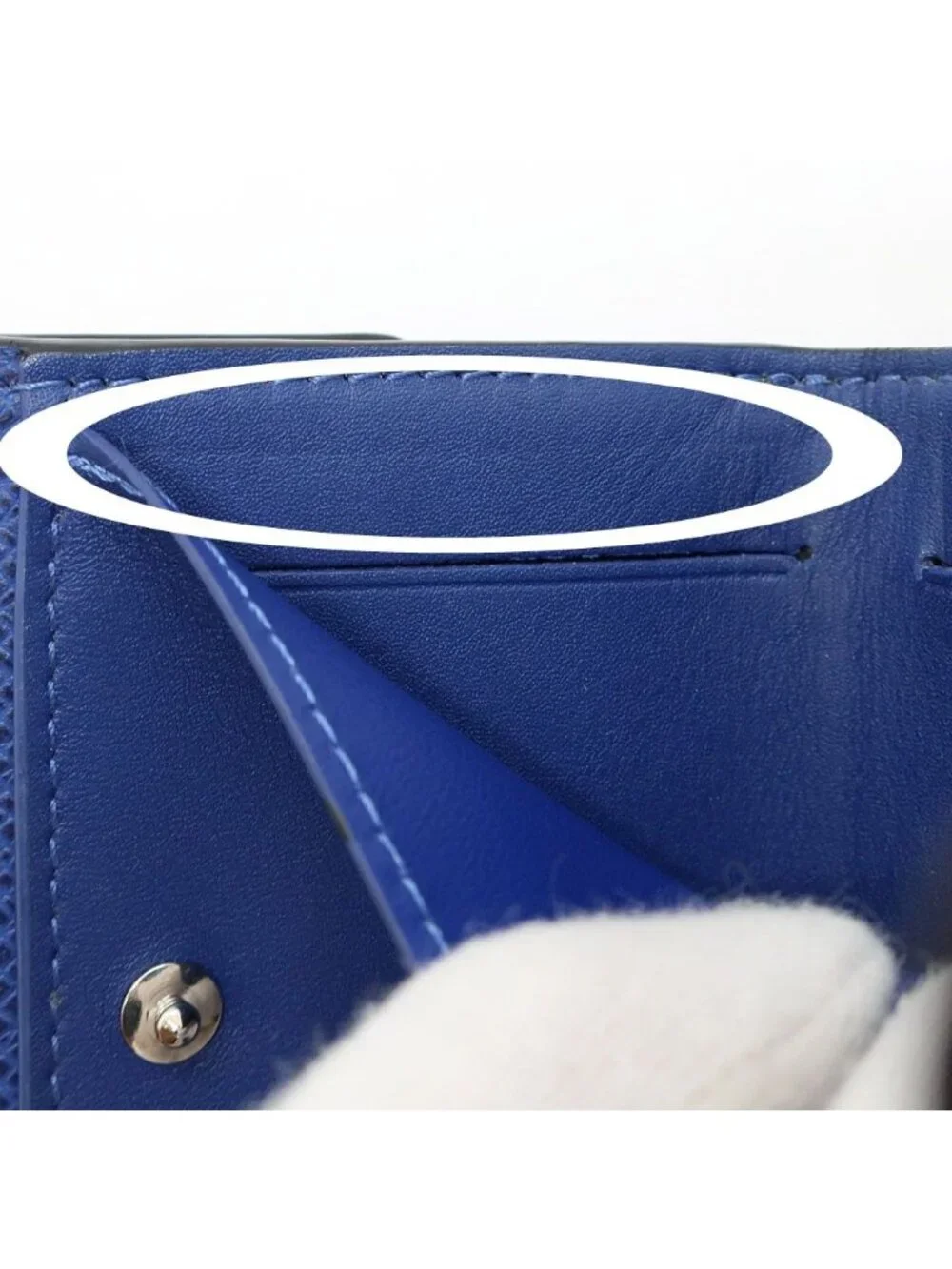 Hermes Ten Discovery Compact Wallet Cobalt Blue Taigarama Mini Trifold